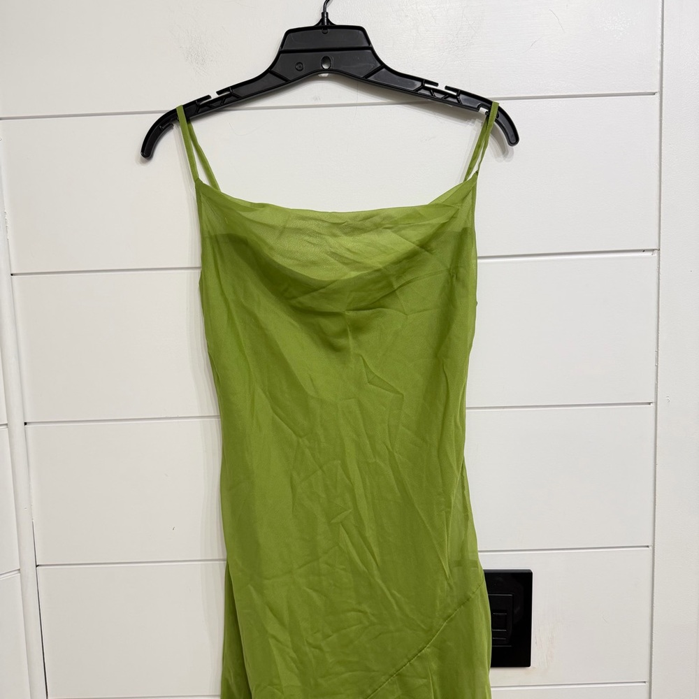 New! Abercrombie & Fitch green satin cowl neck midi slip dress 23811 - Picture 5 of 13